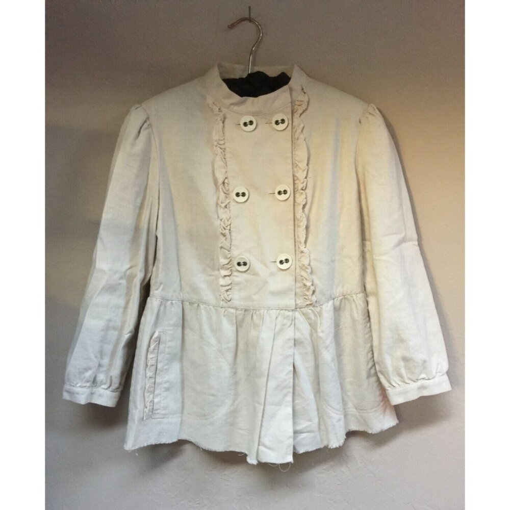 Paper Denim & Cloth Women's Linen-Cotton Double-Breasted Coat Size 1 in Cream